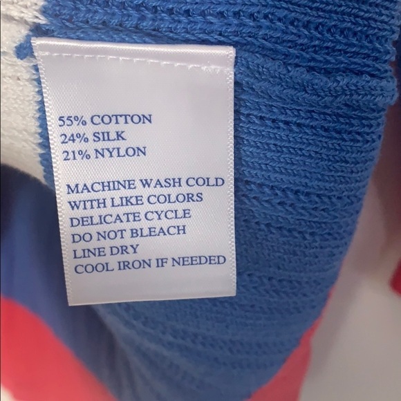 - NWT Southern Tide Rose Blue White Rosalie Peplum Wide Stripe Ribbed Sweater - Picture 8 of 9
